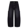 Streetwear Style Hip Hop Trendy Casual Black Knife Pants Ins Autumn Vintage Washed Loose Jeans